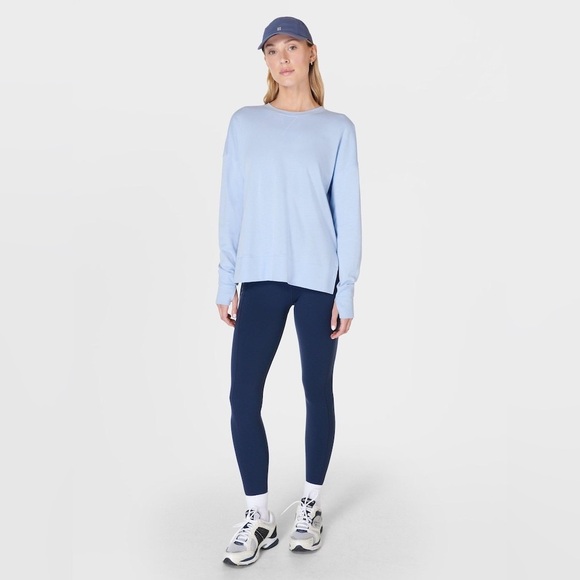 Sweaty Betty After Class Split Sweatshirt Medium Pullover blue jumper light long - Picture 6 of 15